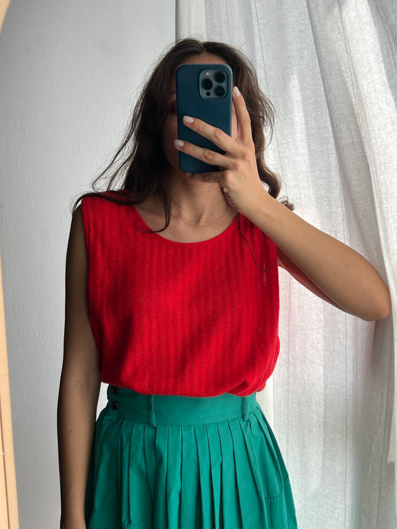 Top in maglia rosso