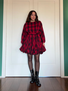 PRE ORDINE • Abito con cintura tartan rosso