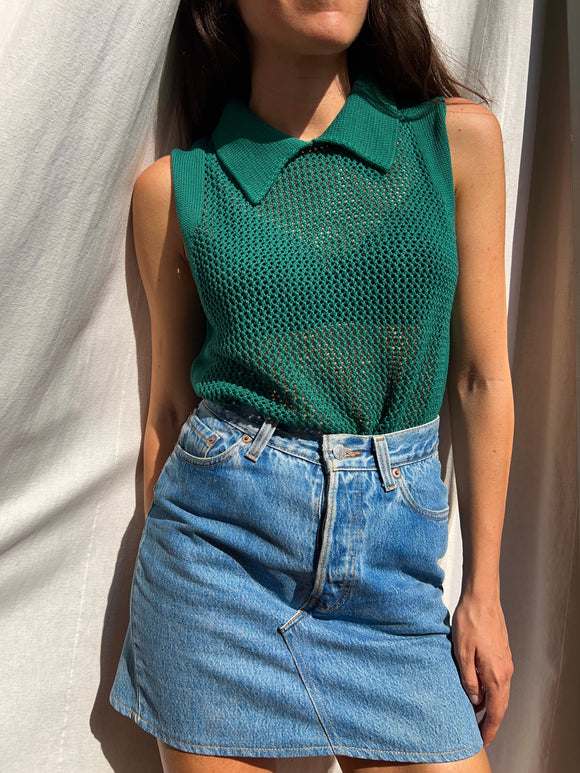 Top in maglia 70s verde