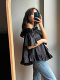 Camicia off shoulders nera