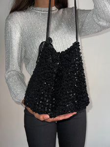 Borsa sacchetto nera paillettes