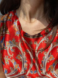 Top di seta rosso paisley