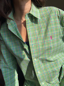 Camicia Ralph Lauren tartan verde e fuxia