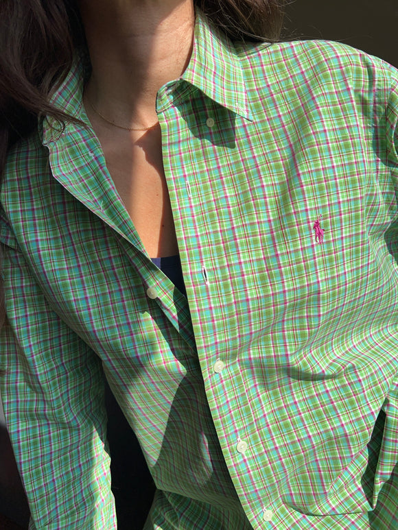 Camicia Ralph Lauren tartan verde e fuxia