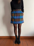 Mini gonna con tasche tartan bluette