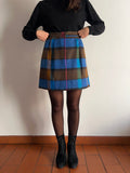 Mini gonna con tasche tartan bluette