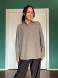 Camicia ampia misto lana beige gessato