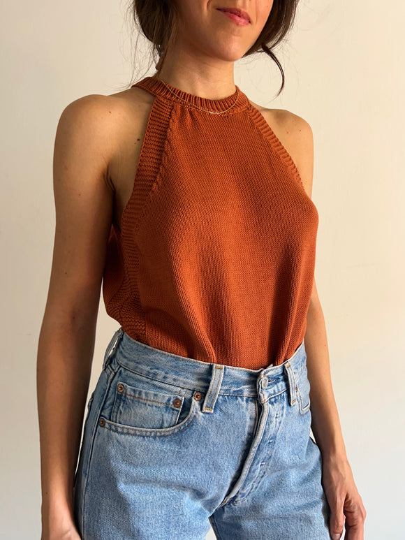 Top in maglia di cotone terracotta