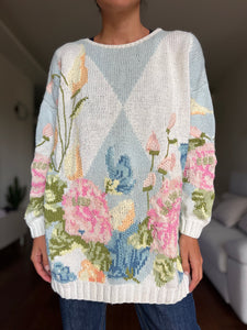 Maglione rombi e fiori