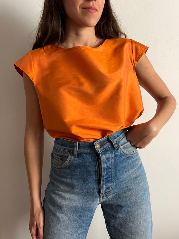 PRE ORDINE • Maglietta shantung di seta arancione