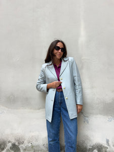 Blazer in pelle grigio-azzurro