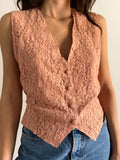 Gilet di pizzo rosa