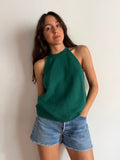 Top in maglia di cotone verde