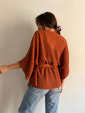 Kimono in maglia di cotone terracotta