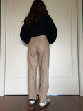 Pantalone di pelle beige