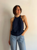 Top in maglia di cotone blu