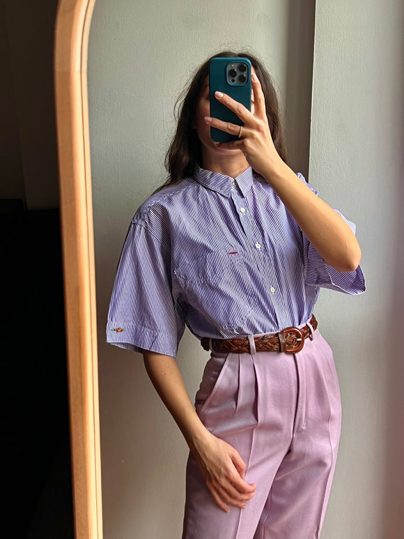 Camicia over righine viola