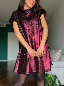 Abito stile 60s paillettes rosa e nere