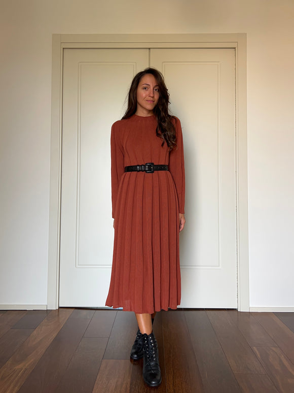 Cotton knit dress terracotta