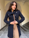 Cappotto blu bottoni argento