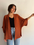 Kimono in maglia di cotone terracotta