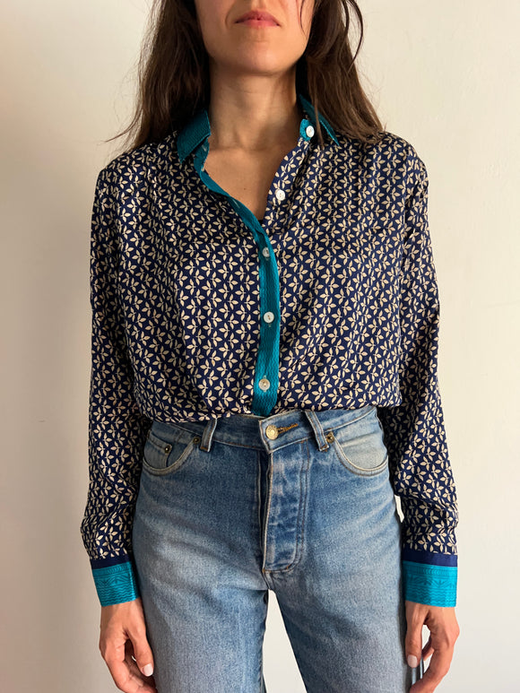 Camicia indiana modello maschile blu e turchese