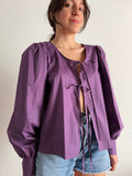 Camicia con laccetti cotone viola polveroso