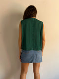 Top con bottoni in maglia di cotone verde