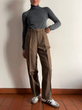 Pantalone di lana marrone chiaro con pince