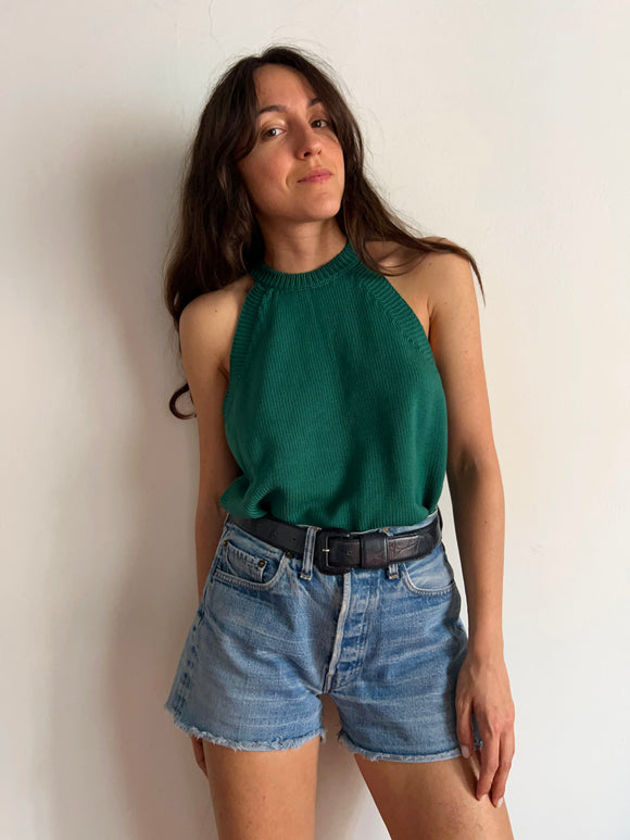 Top in maglia di cotone verde