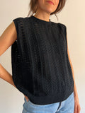 Top con bottoni in maglia di cotone nero