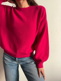 Maglione cachemire manica arricciata fuxia