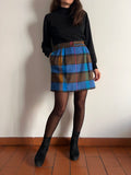 Mini gonna con tasche tartan bluette