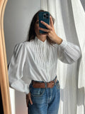 Camicia bianca maniche sbuffo e colletto coreana