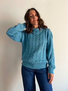 Maglione intrecciato azzurro