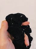 Scrunchie nero velluto traforato