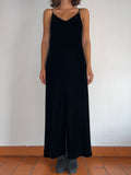 Slip dress lungo nero di velluto