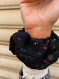 Scrunchie nero pois multicolor