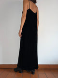 Slip dress lungo nero di velluto