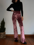 PRE ORDINE • Pantalone a zampa ciniglia rosa